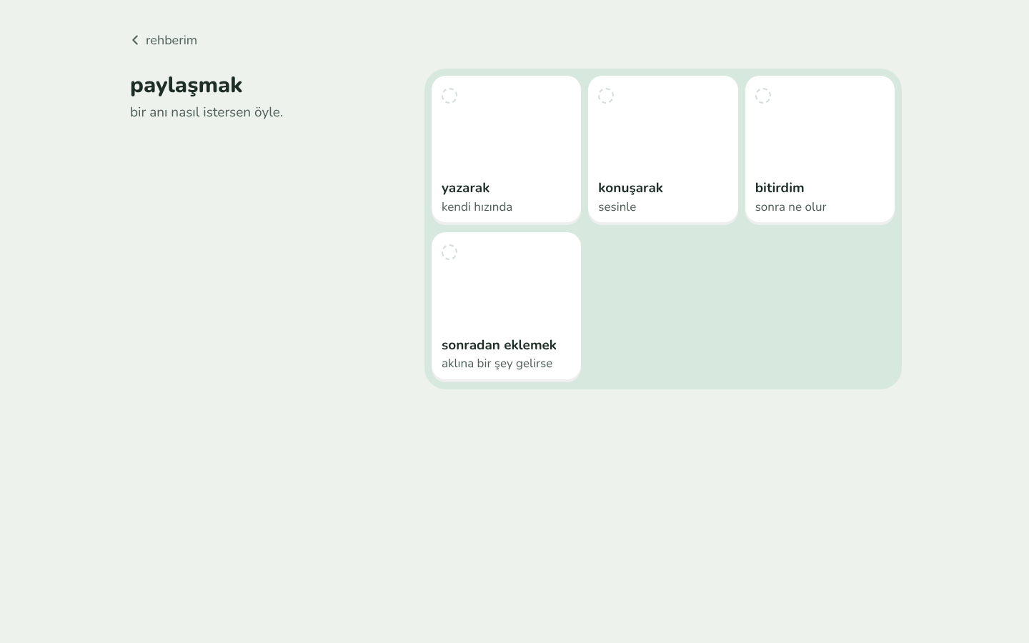 rehberim › paylaşmak on a desktop, 30-10-2026: three pieces in the first row, one alone in the second